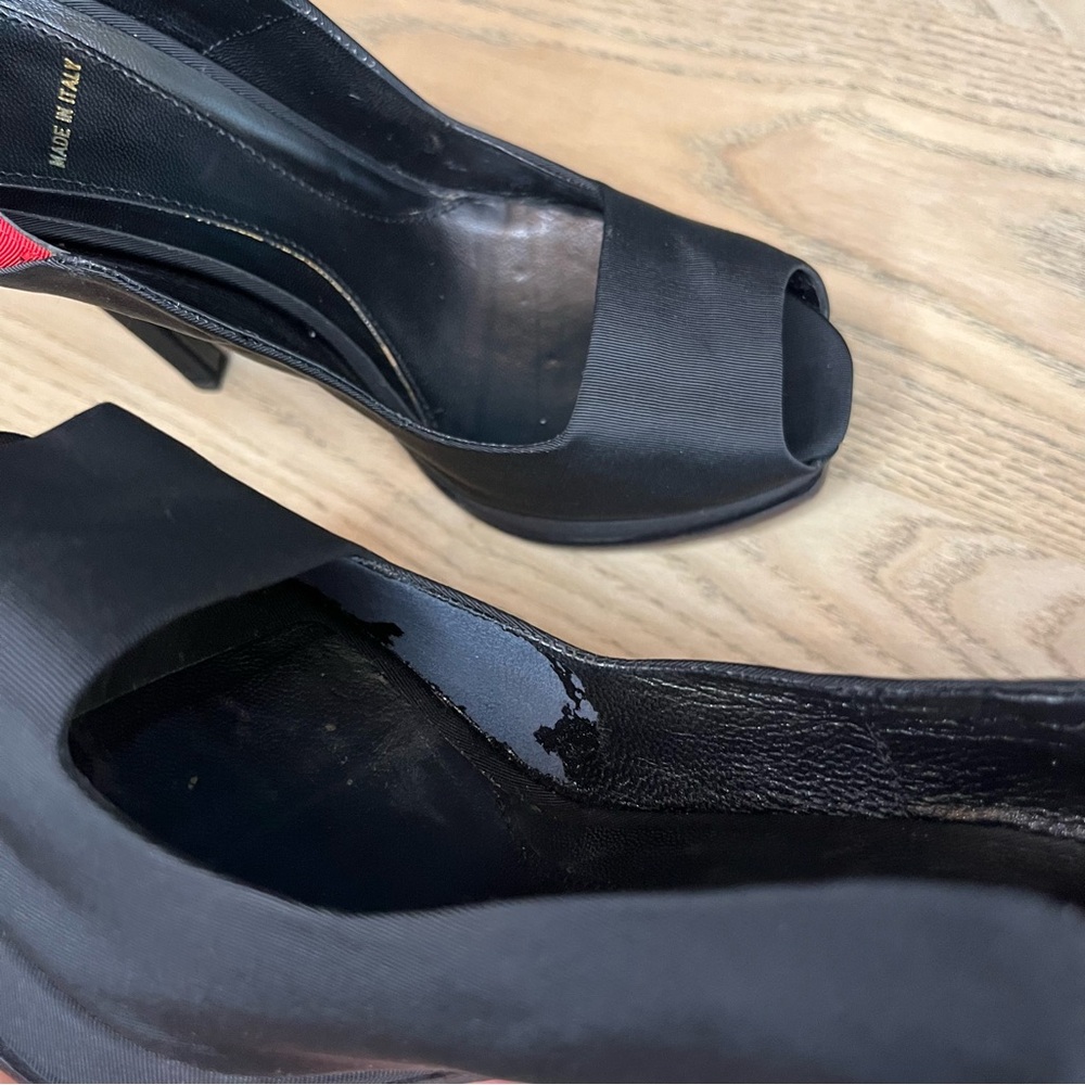 Fendi Colorblock Satin Fendista Peep Toe Platform Tricolor Pink Pumps Size 38.5 - Picture 7 of 9